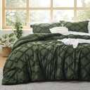 Bedsure Boho Comforter Set Queen - Olive Green Tufted Queen Size Comforter, 3 Pieces Farmhouse-Style Embroidery Bed Set, Soft Fluffy Geometric Pattern Bedding for All Seasons