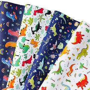 Titiweet Dinosaur Wrapping Paper for Boys Girls Kids - Dinosaur Gift Wrap, 12 Sheets Dino Wrapping Paper for Christmas Birthday Holiday, 20 x 28 Inches Per Sheet