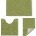 Sage Green Bathroom Rugs Sets 3 Pieces, Chenille Bathmat, Ultra Soft Bath Rug, and Absorbent Rug Set, Machine Wash Carpet Set for Bathroom, Tub, Shower (16" x 24" & 20" x 32"& 20" x 20" U shape)