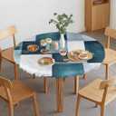 Teal Abstract Art Round Fitted Tablecloth Geometric Plaid Modern Graffiti Color Block Elastic Table Cloth Waterproof Oil Proof Table Cover Fits 45"-54" Round Tables for Party Picnic Dinner Decor (Bronze)