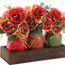Capoda 3 Pcs Fall Mason Jar Centerpiece Table Decorations Farmhouse Coffee Table Decor with Wood Tray Autumn Centerpieces for Dining Room Living Kitchen Bathroom Thanksgiving Decorations
