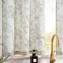 Jinchan Floral Kitchen Curtains Set Linen Tier Curtains and Valance Farmhouse Drapes for Small Windows 24 Inch Length for Cafe Living Room Bathroom Rod Pocket 3 Pieces Set Brick Red on Linen