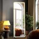 DUMOS LED Full Length Mirror, 15.759.8" Floor Standing Mirror with 3 Color Lights & Wall Mounted for Bedroom, Dressing Room, Living Room, Bathroom (White-rectangular)
