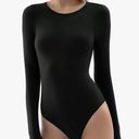 PUMIEY Women's Crew Neck Long Sleeve Bodysuit Second-skin Feel Tops Smoke Cloud Collection, Size XL