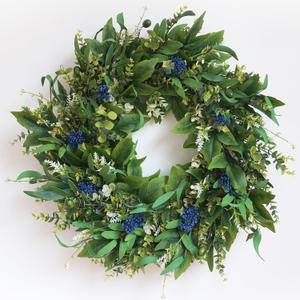 HomeKaren Wreaths for Front Door 26", Door Spring Wreath with Eucalyptus Olive Boxwood Leaves, Greenery Wreath Door Decoration for Spring Summer All Season Home and Outdoor