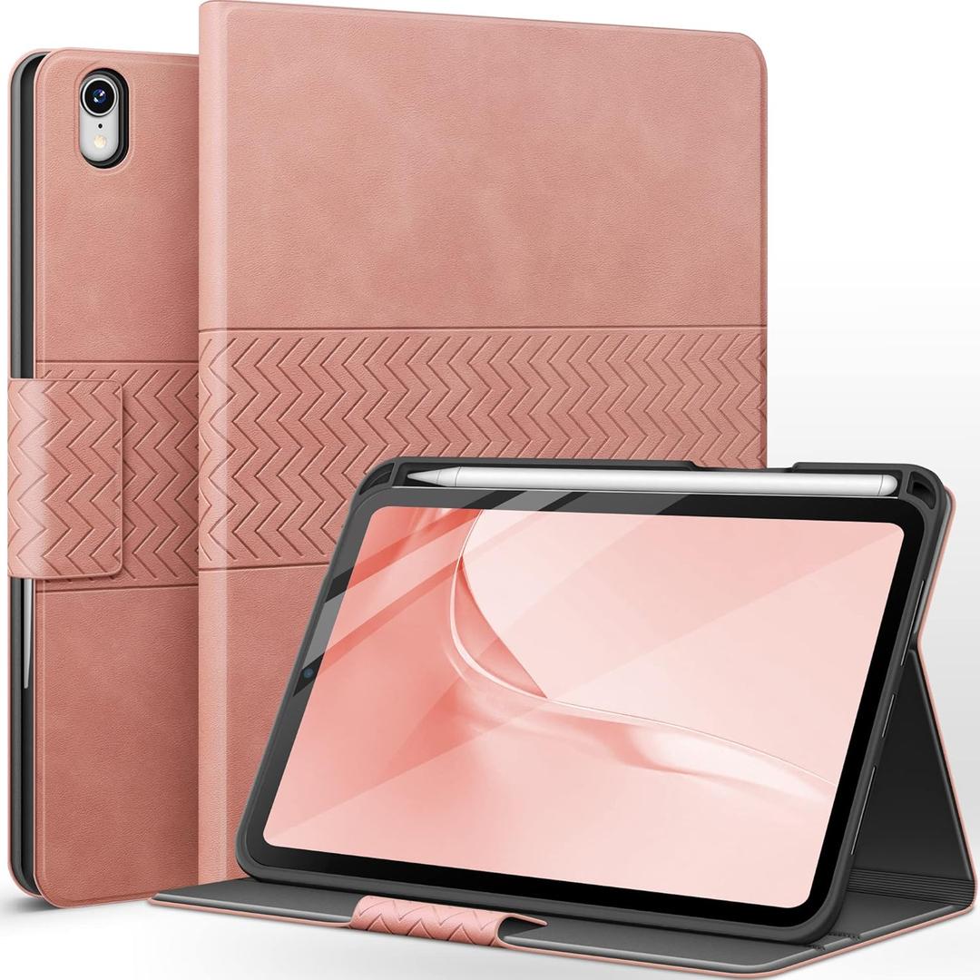 auaua Case for iPad mini 7 (A17 Pro, 2024) / iPad mini 6 Case (2021) 8.3 inch with Pencil Holder, Multiple Viewing Angles, Magnetic Closure, Auto Sleep/Wake (Pink)