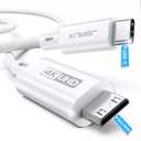 JSAUX USB C to Mini HDMI Cable 3FT (NOT HDMI), High Speed 4K Type C to Mini HDMI (4K@30Hz/2K@60Hz/1080P) Uni-Directional Cord Compatible with Portable Monitor, Steam Deck, Laptop, Phone, MacBook, iPad (1m, White)