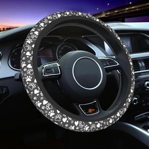 Funny Dog Paw Steering Wheel Cover, Cute Anti-Slip Breathable Car Accessories Interior Elastic Steering Wheel Cover for Men Women Gifts Fit Auto, SUV Vans Truck Universal 14.5-15 Inch