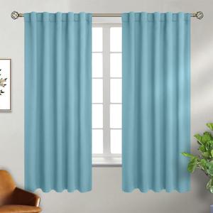 BGment Rod Pocket and Back Tab Blackout Curtains for Bedroom - Thermal Insulated Room Darkening Curtains for Living Room, Set of 2 Panels (42 x 63 Inch, Aqua)