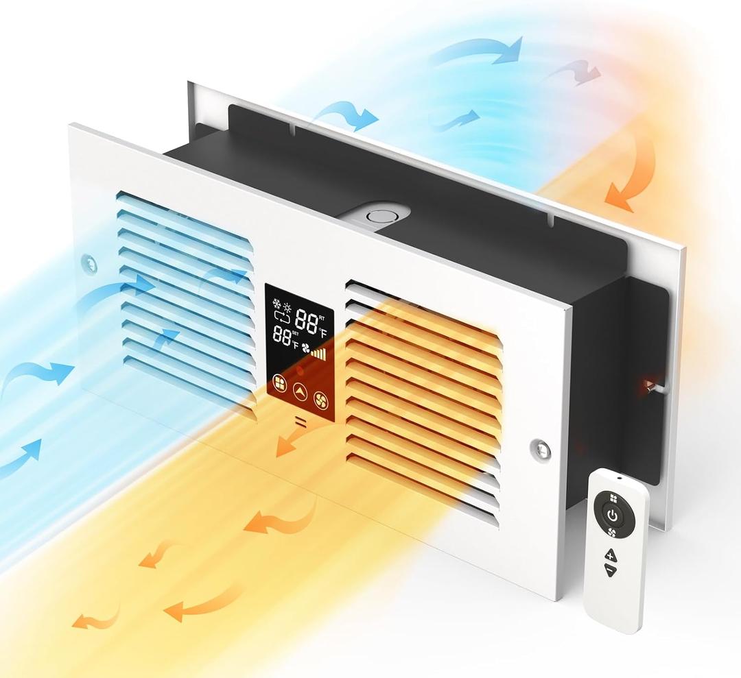 Room to Room Fan with Remote Control, 300CFM Through Wall Vent Fan with Temperature Control, 5-Speed Circulating Ventilation, for Kitchen, Laundry, Hardwired, RTR300-CV