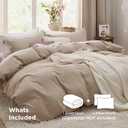 Bedsure Light Brown Duvet Cover King Size - 3 Pieces Prewashed Cotton-Like Extra Soft Bedding Set, Includes 1 Duvet Cover 104x90 Inches with Zipper Closure & 2 Pillow Shams, Comforter Not Included