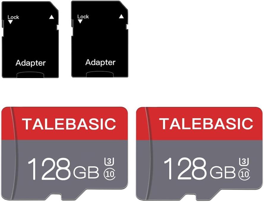 2 Pack 128GB Memory Card Class 10 Flash Card Fast Speed TF Card with Adapter for Tablet/Mobile Phone/Camera/Car Audio/Game Console(2 Pcs 128GB)