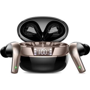 Wireless Earbuds, Bluetooth 5.4 Headphones In Ear, True Wireless Ear Buds HiFi Stereo Deep Bass with 4 ENC Noise Cancelling Mic, Bluetooth Ear Buds 47H Long Playtime LED IP7 Waterproof USB-C (Black)