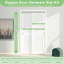 4FT/48" Bypass Door Hardware, Aluminum Double-Closing Sliding Closet Door Hardware with Finger Pull Included, Smoothly and Quietly, Fit Door Thickness 1 3/8" or 1 3/4", Silver