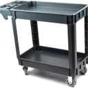 Heavy Duty Rolling Utility Service PP Cart with Wheels for Warehouse/Garage/Restaurants/Offices, 2-Tier HDPE Shelves, 600 lbs Capacity, 5" Caster Wheels (SC2500)