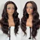 Chocolate Brown Glueless Lace Front Wig Preplucked Synthetic Precut Wear And Go HD Lace Front Wig For Black Women (13x4.5x1 T part)