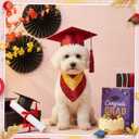 Huhumy 2 Pcs Dog Graduation Cap and Bandana Costumes with Tassels 2026 Dog Cat Graduation Hat Scarf Gown Adjustable Washable Grad Outfits Gifts for Medium Small Pet Supply(Claret)