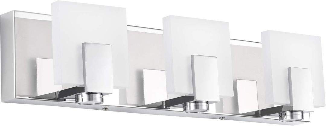 SOLFART Bathroom Vanity Light Fixtures Led Modern Bathroom Lights Fixtures Over Mirror Gloss Chrome 3 Lights (Chrome Finishing- Dimmable)