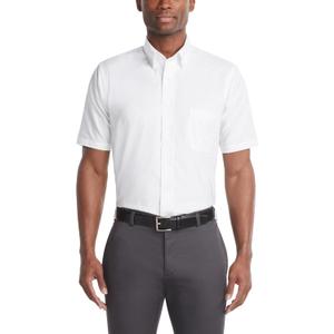 Van Heusen Mens Short Sleeve Dress Shirt Regular Fit Oxford Solid (19.5"-20" Neck, White)