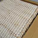 6' x 9' Jute & Wool Mini Check Area Rug with 4-Inch Border | Handwoven, Pile - 0.6"| Living Room, Dining & Bedroom Rug, Neutral Indoor Natural Farmhouse Dcor (6' x 9')