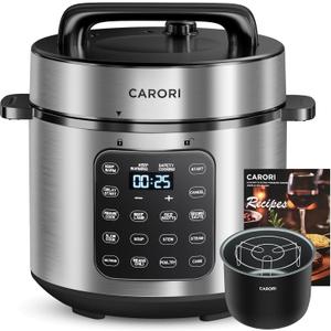 9-in-1 Electric Pressure Cooker 6 Qt, Programmable Multi-Function Cooker with Safer Vent, Olla de Presion, Rice Cooker, Slow Cooker, Steamer, Saut, Warmer & Sterilizer, 1000W, Stainless Steel