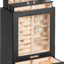Homde Mothers Day Gifts Jewelry Organizer Girls Women Jewelry Box for Necklaces Rings Earrings Gift Bracelets Storage Case (Black + Gold)