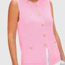 PRETTYGARDEN Women's 2026 Spring Sweater Vest Sleeveless Button Down Knit Cardigan Tank Tops Summer Business Casual Outfits (Pink, M)