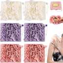 6 Pcs Washcloth Loofah Combo, 2 in 1 Bath Loofah Sponge with Drawstring, Exfoliation Mesh Shower Puff Ball for Body Wash Cleansing and Smooth Skin(Light Color)