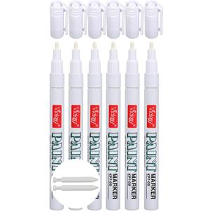 Harita White Paint Pen Acrylic Marker,6 Pack 1.2mm Paint Marker for Ceramic, Glass and Stone Painting, Permanent and Quick Drying Fine Point