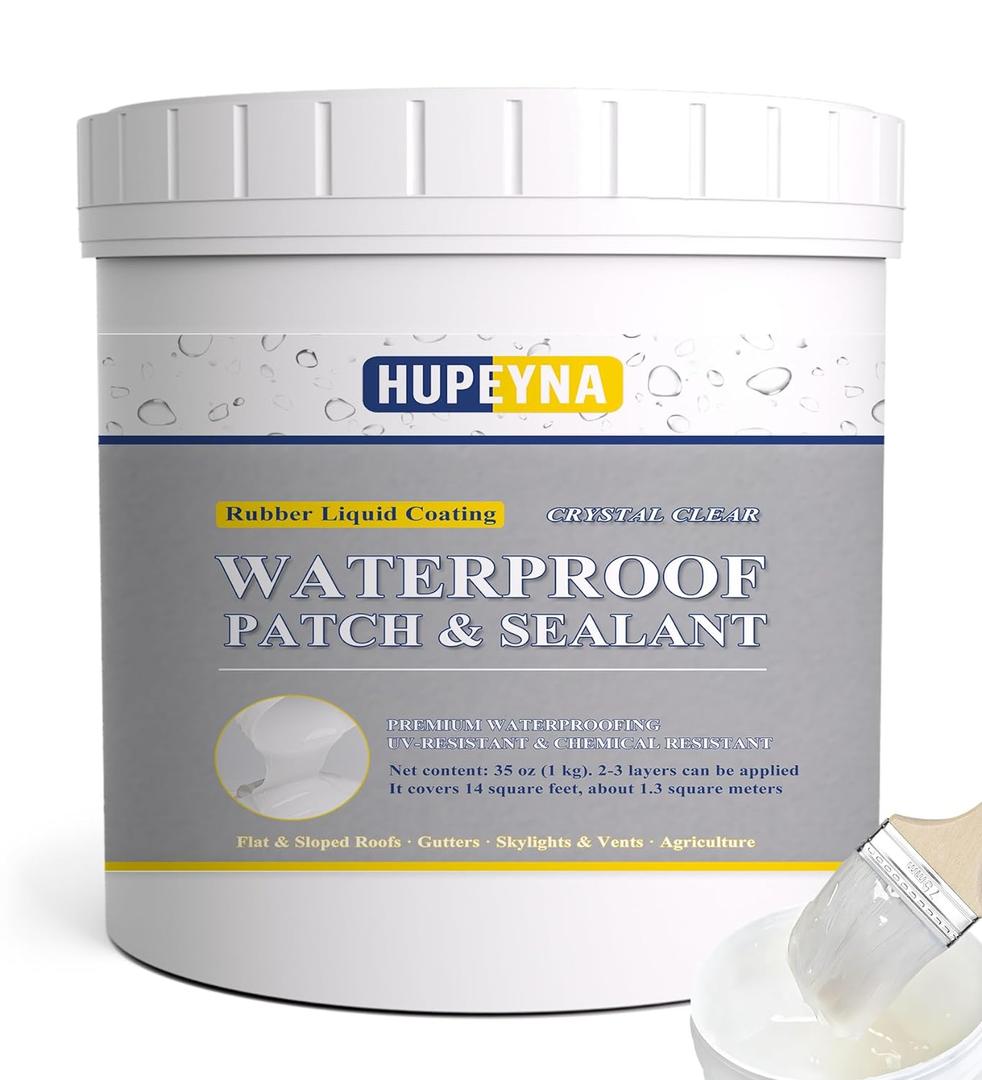Liquid Waterproof Sealant, Hupeyna Invisible Water Proof Agent Transparent Repairing Leak Waterproof Adhesive, Indoor & Outdoor Waterproof Coating 35oz.