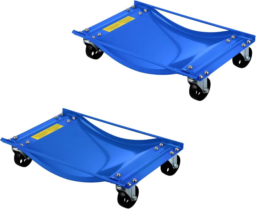 Car Dolly Set of 4 Heavy-Duty, 10,000LBS Capacity Vehicle Dolly with Curved Design and Wheels, Auto Wheel Dolly, Tire Moving Dollies for Car SUV Truck Trailer Repair, Garage Maintenance (Blue)