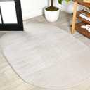 JONATHAN Y Haze Solid Low-Pile Ivory 4x6 Oval Indoor Area Rug, Coastal,Bohemian,Minimalist,Classic, Easy-Cleaning for Living Room,Bedroom,Kitchen,Pet Friendly,Non-Shedding (SEU100D-4OV)