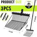 Lasnten 3 Sets Metal Manure Fork with Long Metal Handle Pitch Fork Manure Rake Black Heavy Duty Muck Rake for Gardening Horse Stall Stable Grass Hay Cleaning Farm Work