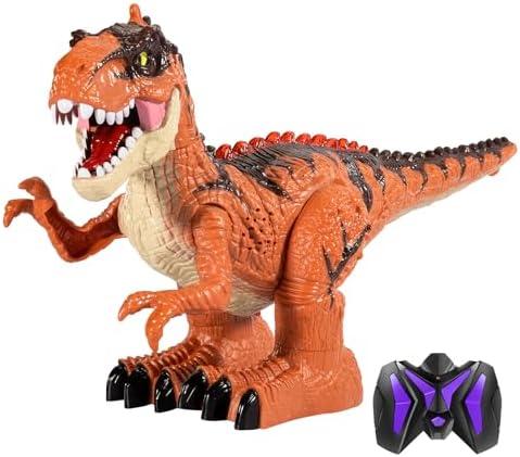 TEMI Remote Control Dinosaur Toy with Simulated Flame Spray for Kids, Walking Dinosaur with Light and Sound for Boys 4-7, Electrical Tyrannosaurus with Fire Breathing, Gifts for Boys Girls 3+