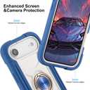 MARKILL Compatible with iPhone Air Case 6.5 Inch 2025 with 360 Degree Rotate Ring Stand, Military Grade Drop Protection Full Body Rugged Protective Case Kids Blue