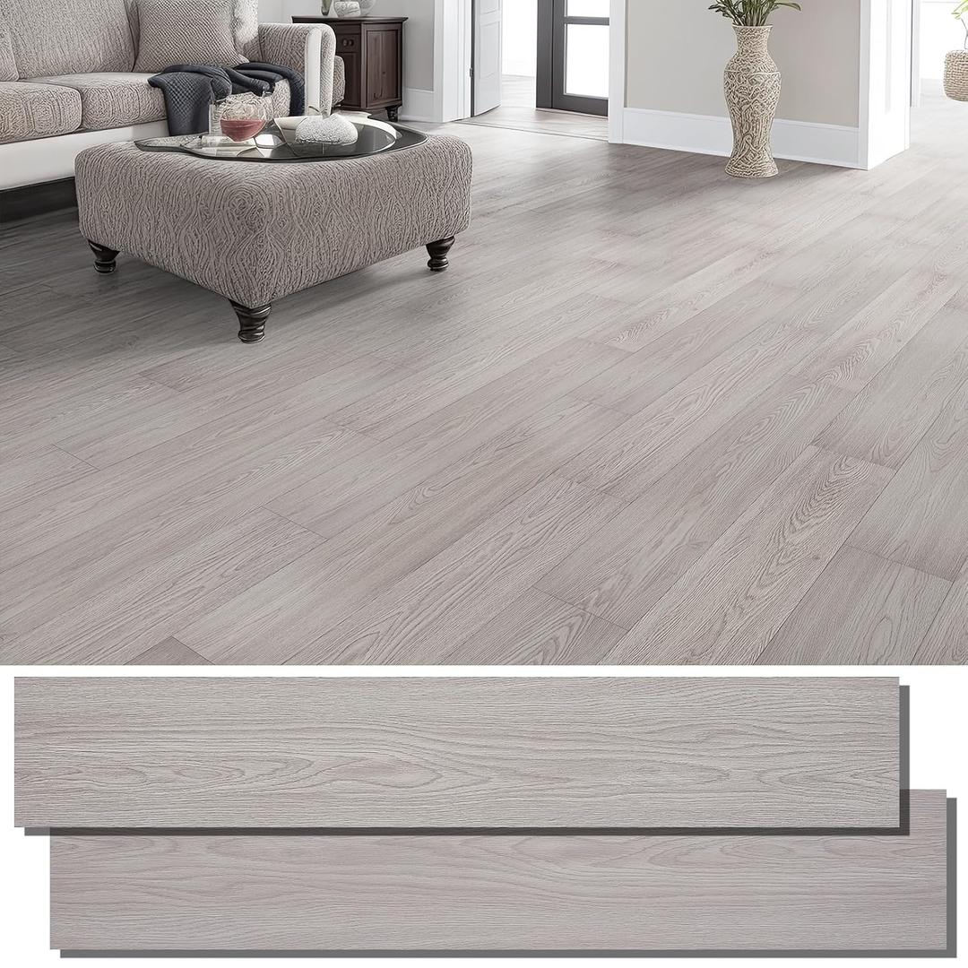 INMOZATA Peel and Stick Floor Tile Vinyl Flooring, Waterproof Vinyl Plank Flooring 36-Pack 54Sq.Ft Wood Grain Peel and Stick Flooring for Bedroom, Living Room, Kitchen, RV(White Wash Wood)