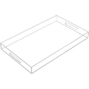 Clear Sturdy Acrylic Serving Tray with Handles-12x20Inch-Serving Coffee,Appetizer,Breakfast,Butler-Kitchen Countertop Makeup Drawer Organizer-Vanity Table Ottoman Tray-Decorative Tray