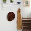 WEBI Coat Rack Wall Mount with Shelf,8 Peg Hooks,34" Long Entryway Wall Shelf with Hooks Underneath for Hanging Coats,Caps,Jacket,Clothes,White