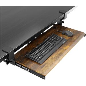 Keyboard Tray Under Desk Pull Out with Extra Sturdy C Clamp Mount System, 27.3 (32.5 inch Including Clamps) x 11 Inch Slide-Out Platform Computer Drawer for Typing Vintage AX01WG02