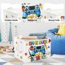 Clastyle Cool Game Storage Basket Kid Game Controller Clothes Laundry Hamper Collapsible Boy Toy Box for Nursery Palyroom,School White,40 * 30 * 30 cm