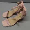 Carcuume Women's Square Toe Heels Bow Tie Ankle Strap Heel Sandals Open Toe Wedding Shoes 8