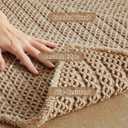 Sunfly Waffle Bath Mat, Boho Bath Rugs for Bathroom Floor Super Absorbent & Quick Dry, Non-Slip Washable Bath Mat with Tassels, Ultra Soft Farmhouse Bathroom Decor 16"*24" Beige