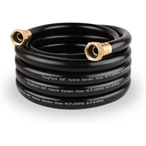 Reel Leader Hose for Garden: 15FT 5/8" Female to Female Hose with 3/4" GHT Brass Fittings - No Kink for Longer Faucet to Reel Distance - Short Water Hose for Yard Watering Outdoor Cleaning