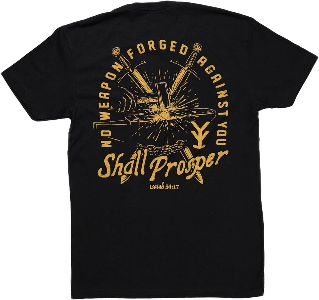 Yee Yee Apparel No Weapon Forged Graphic Tee Shirt  Christian Mens Graphic Tees and Short Sleeve Shirts (Medium)