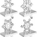 Christmas Stocking Holders for Mantle Weighted Metal Stocking Hangers Hooks for Fireplace Christmas Decorations (Set of 4)