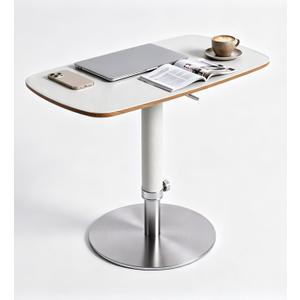 TV Trays for Eating on Couch, Adjustable Height Swivel TV Tray with Saddle Faux Leather Top, Heavy Duty Snack Table for Sofa Bed Recliner, C Shaped Side Table for Laptop Dinner Small Spaces (Light Grey)