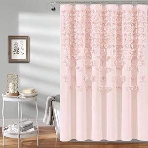 Lush Decor Lucia Shower Curtain, Blush, 72" x 72"