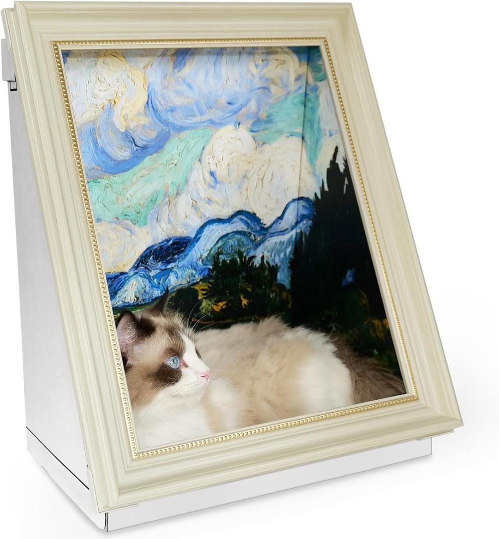 Mona Lisa Cat Bed Painting Cat Scratcher Bed CartBoard Cat House Beds for Indoor Cats Half-Surround Design W/Horizontal Cat Scratcher Scratching Board W/Catnip (Field with Cypresses, Medium - Large) Mona Lisa Cat Bed Painting Cat Scratcher Bed CartBoard Cat House Beds for Indoor Cats Half-Surround Design W/Horizontal Cat Scratcher Scratching Board W/Catnip (Field with Cypresses, Medium - Large)