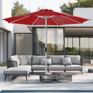 9ft Outdoor Patio Umbrella - Market Table Aluminum Umbrella, 5-Year Fade Resistant - UPF50+ UV Protection with Push Button Tilt, Crank for Pool Deck and Garden (Burgundy Red) (9FT, Burgundy red)