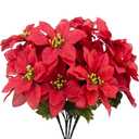CITYES 6 Pcs Artificial Poinsettia Bushes Poinsettias Artificial Christmas Flowers Red Fake Silk Poinsettia Flowers Poinsettia Floral Bouquet for Xmas Tree Fillers Home Table Centerpiece Holiday